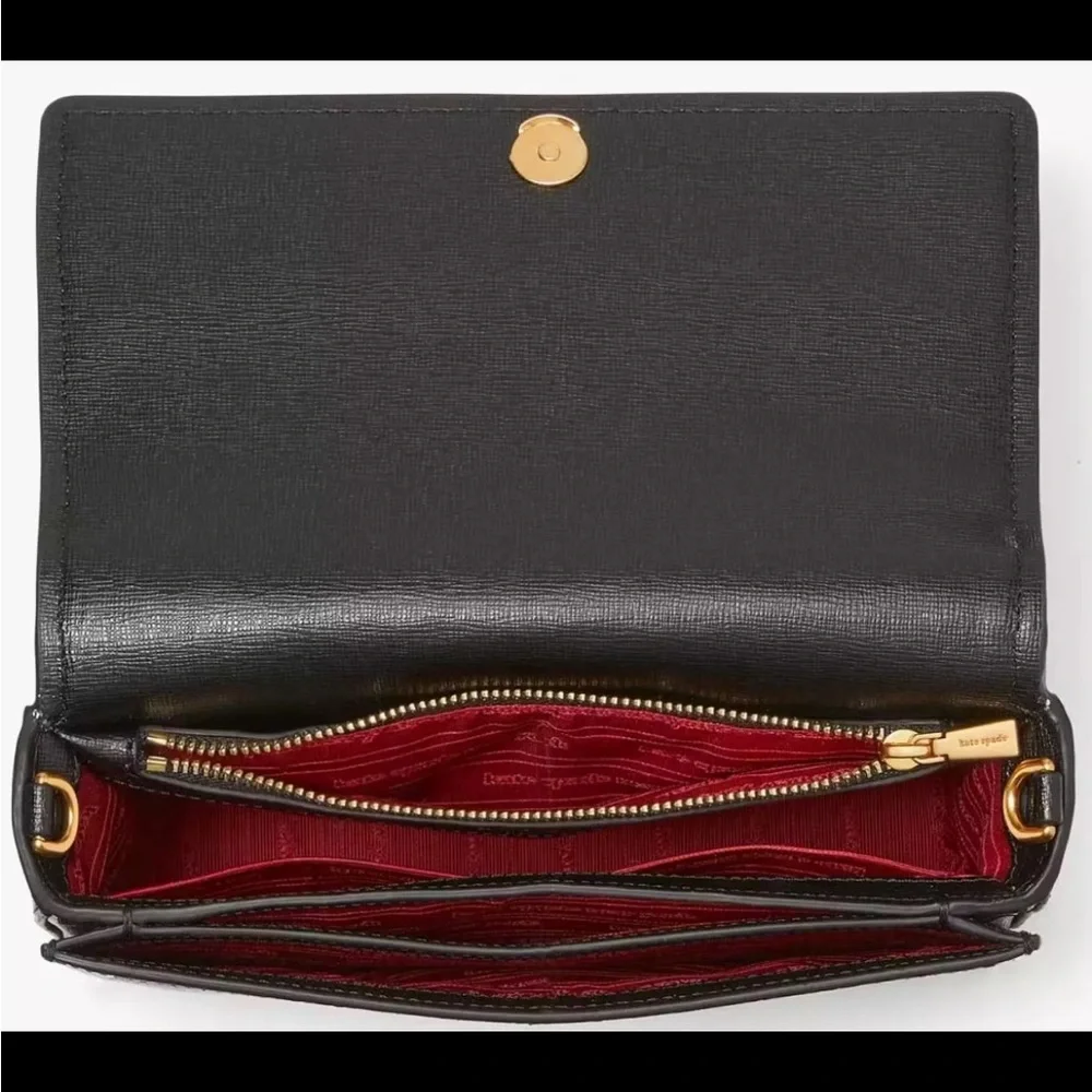 KATE SPADE MORGAN STENCIL HEARTS FLAP CHAIN WALLET CROSSBODY W/DUSTBAG NWT - Picture 7 of 12